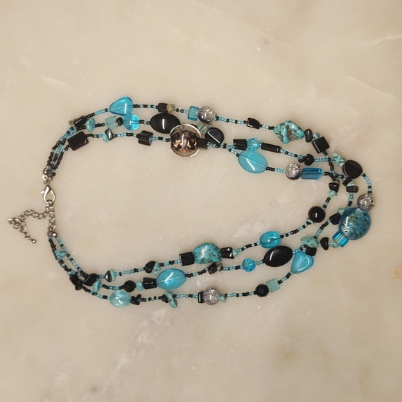 BOGO! Turquoise Colorful 3 Strand Beaded Necklace - Picture 2 of 8